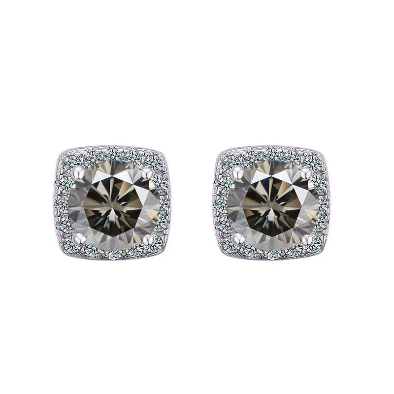 Moissanite Stud Earrings 925 Sterling Silver Round Cut Classic Women's Jewelry
