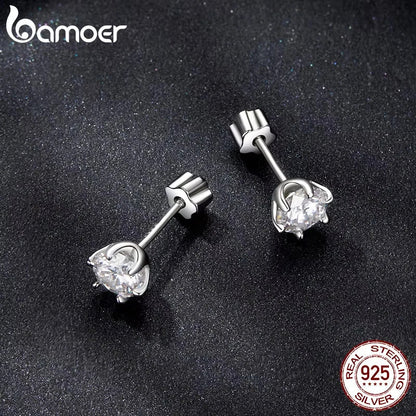 Moissanite Stud Earrings 925 Sterling Silver White Gold Plated Huggie Screwback