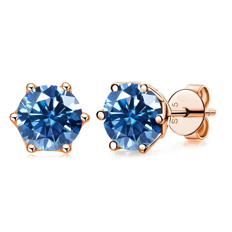 Moissanite Stud Earrings 0.5/1/2 CT Rose Gold Plated Sterling Silver 925