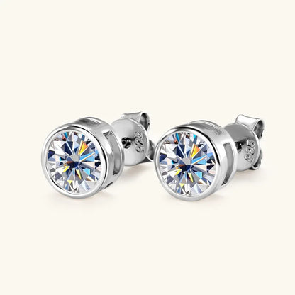 Moissanite Stud Earrings 0.5-2ct Certified NGTC 18K Yellow Gold Plt 925 Silver