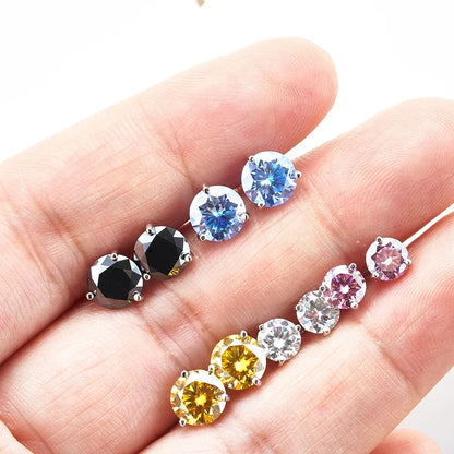 925 Sterling Silver Moissanite Stud Earrings 0.5CT 1CT Women Classic