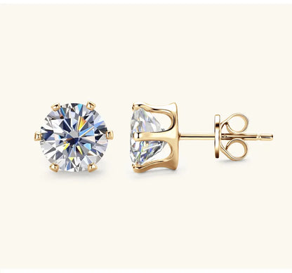 Moissanite Stud Earrings 0.2-6 Carat D-E Color 925 Sterling Silver