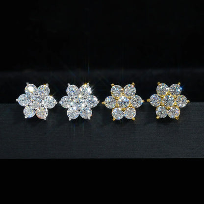 Moissanite Stud Earrings 925 Sterling Silver D Color Flower Earrings For Women