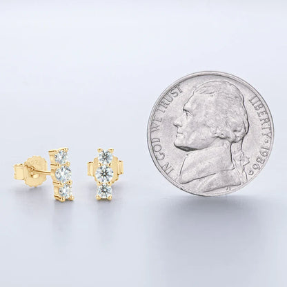 Moissanite Stud Earrings 925 Sterling Silver Mini Curved Climber Studs Women