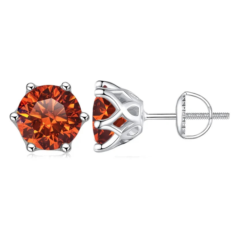 Moissanite Stud Earrings 0.5-2CT Screw Back S925 Sterling Silver 18K Plated