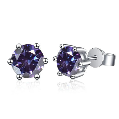Moissanite Stud Earrings 1-6ct 21 Colors GRA Cert 925 Sterling Silver