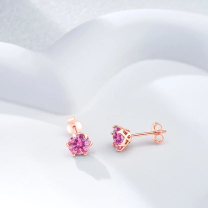 Moissanite Stud Earrings 0.5-2 CT 925 Sterling Silver Rose Gold Plated Gift