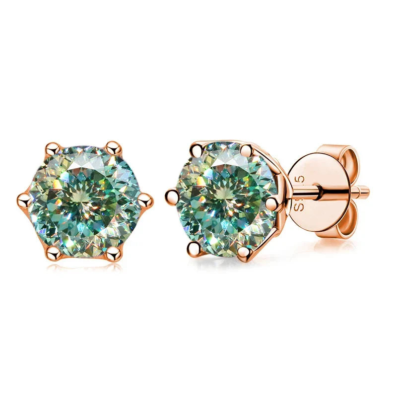 Moissanite Stud Earrings 0.5/1/2 CT Rose Gold Plated Sterling Silver 925