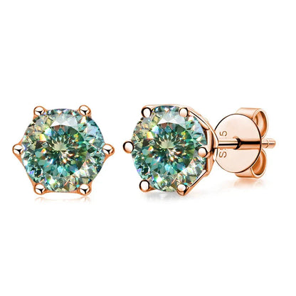 Moissanite Stud Earrings 0.5/1/2 CT Rose Gold Plated Sterling Silver 925