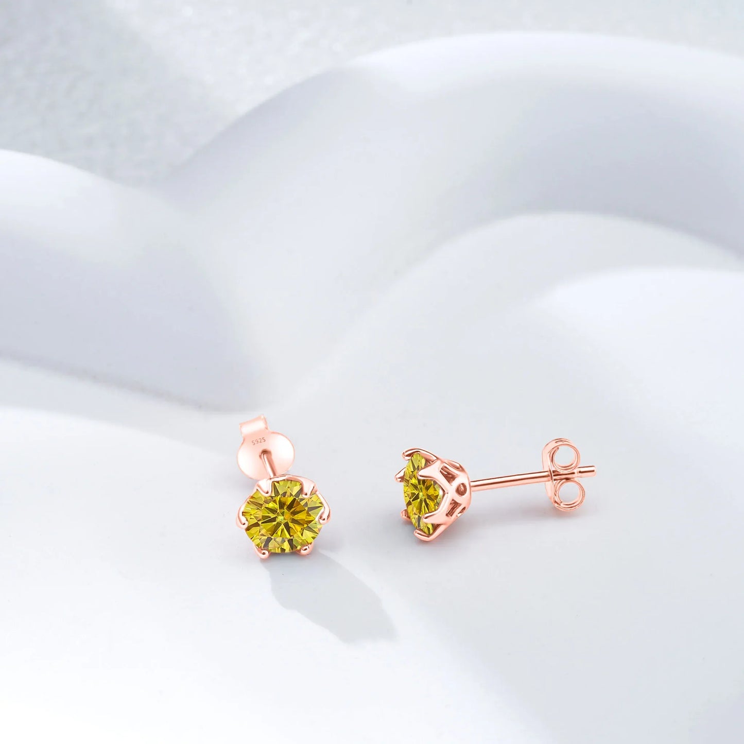Moissanite Stud Earrings 0.5-2 CT 925 Sterling Silver Rose Gold Plated Gift