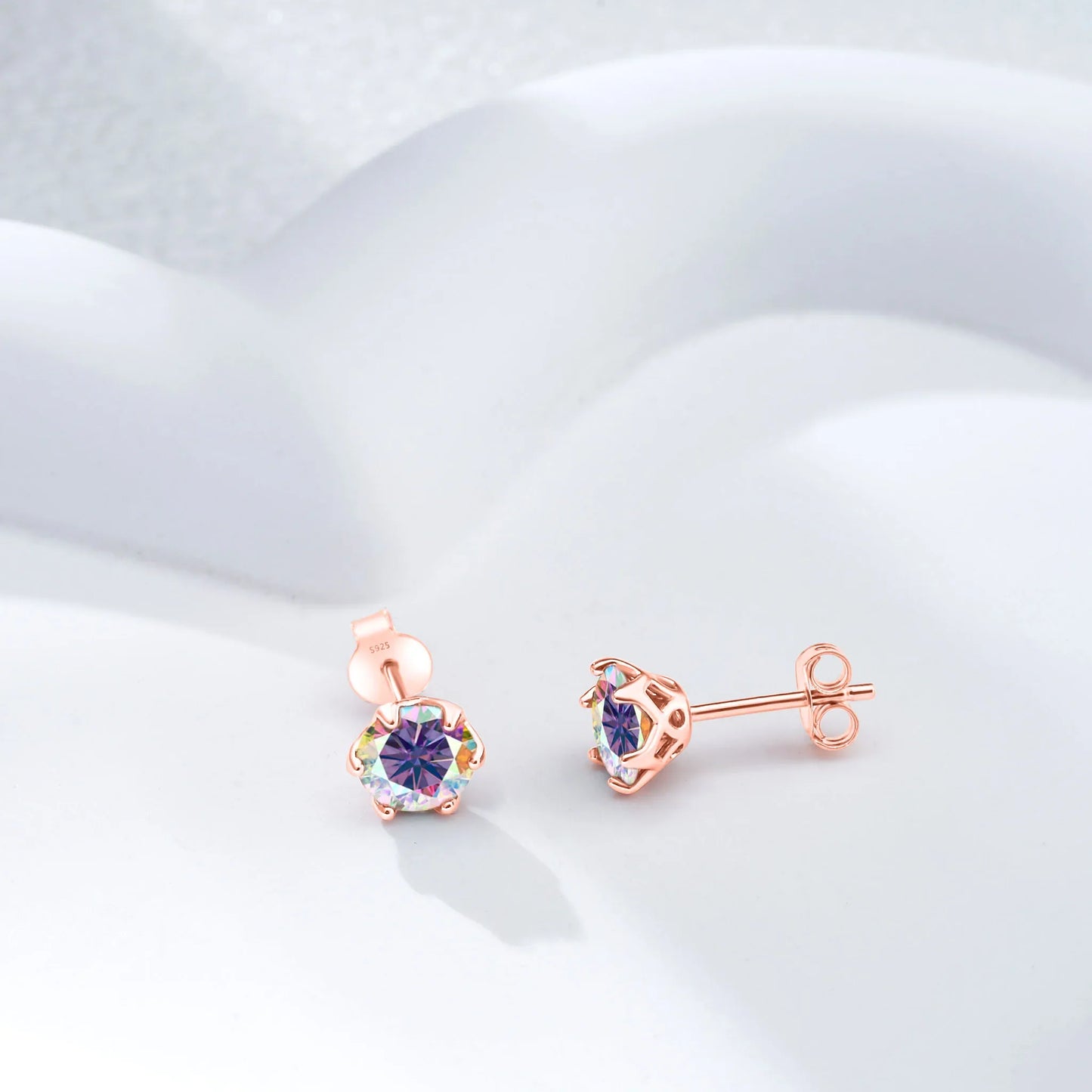 Moissanite Stud Earrings 0.5-2 CT 925 Sterling Silver Rose Gold Plated Gift