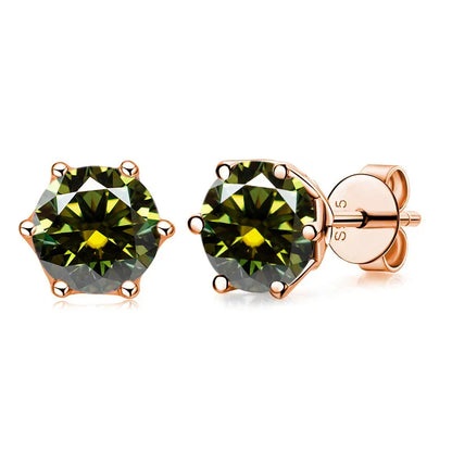 Moissanite Stud Earrings 0.5/1/2 CT Rose Gold Plated Sterling Silver 925