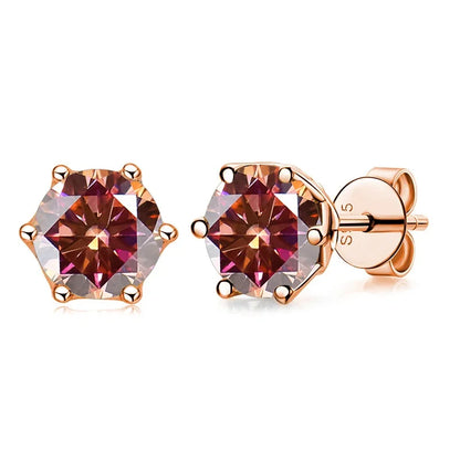 Moissanite Stud Earrings 0.5/1/2 CT Rose Gold Plated Sterling Silver 925