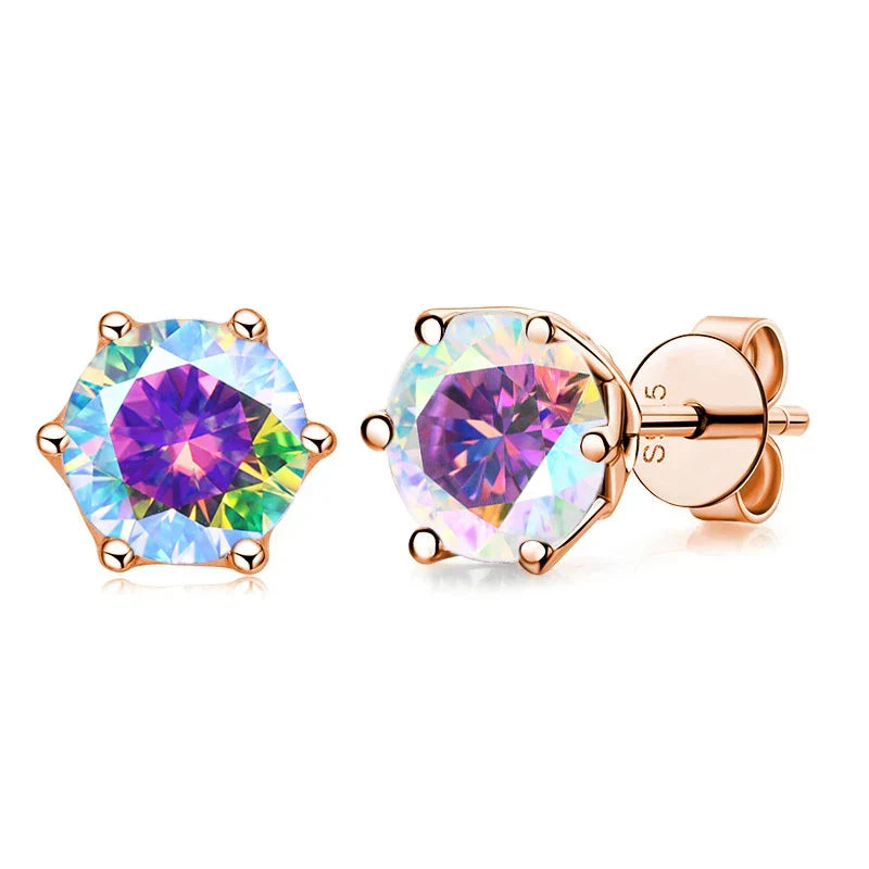Moissanite Stud Earrings 0.5/1/2 CT Rose Gold Plated Sterling Silver 925