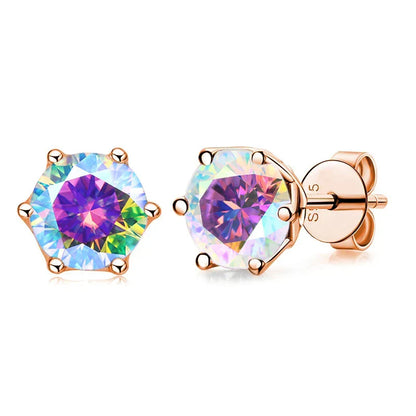 Moissanite Stud Earrings 0.5/1/2 CT Rose Gold Plated Sterling Silver 925