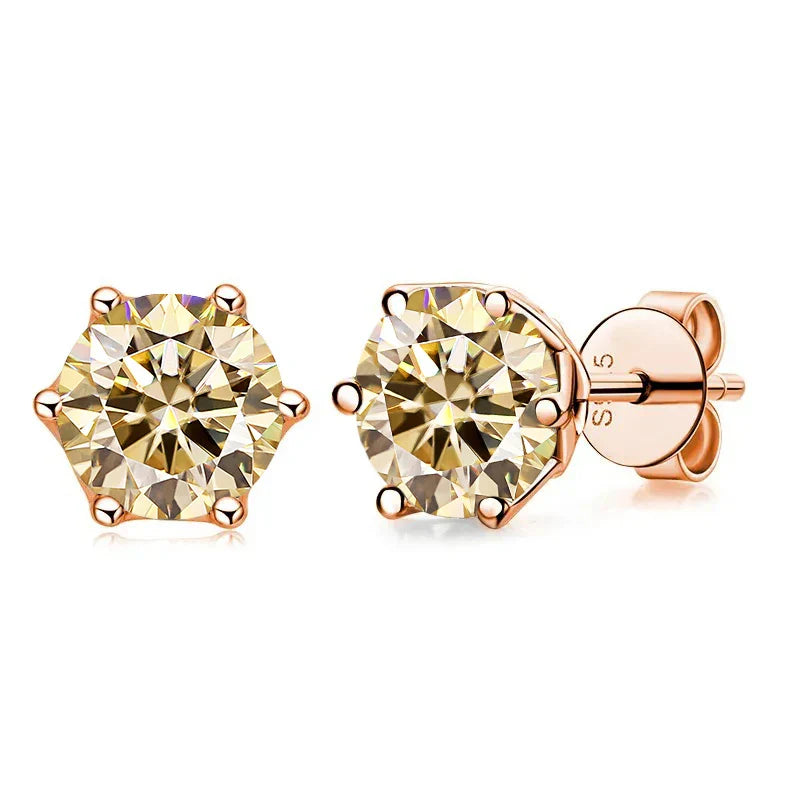 Moissanite Stud Earrings 0.5/1/2 CT Rose Gold Plated Sterling Silver 925