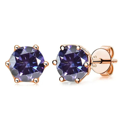 Moissanite Stud Earrings 0.5/1/2 CT Rose Gold Plated Sterling Silver 925