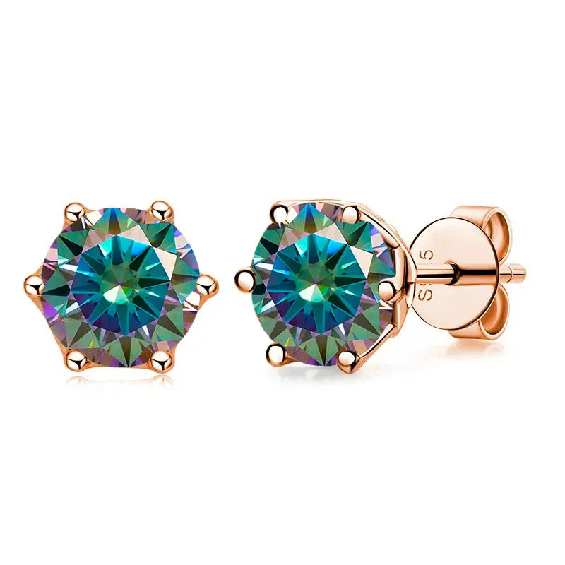 Moissanite Stud Earrings 0.5/1/2 CT Rose Gold Plated Sterling Silver 925