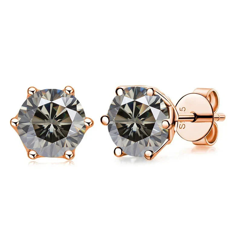 Moissanite Stud Earrings 0.5/1/2 CT Rose Gold Plated Sterling Silver 925