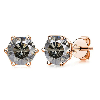 Moissanite Stud Earrings 0.5/1/2 CT Rose Gold Plated Sterling Silver 925