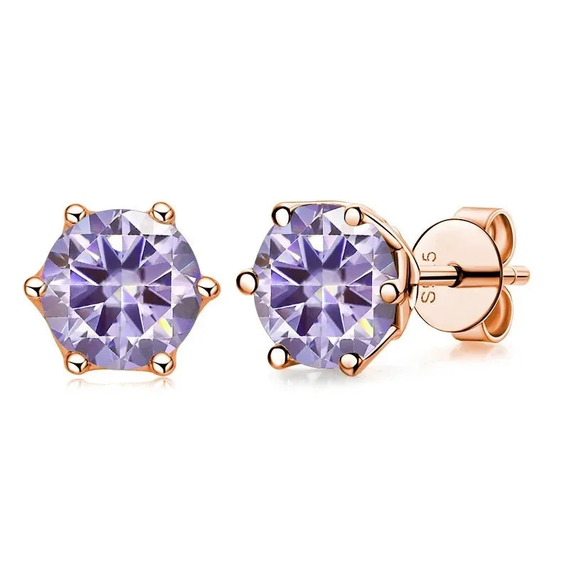 Moissanite Stud Earrings 0.5/1/2 CT Rose Gold Plated Sterling Silver 925