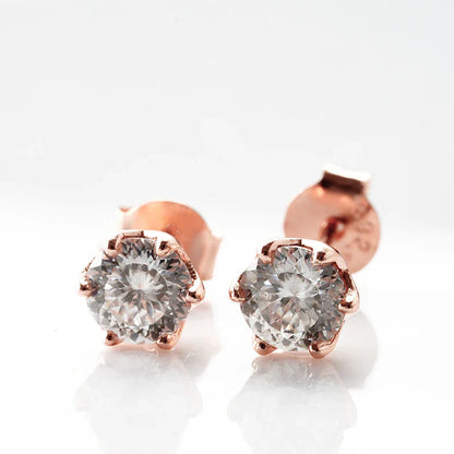 Moissanite Stud Earrings 0.5/1/2 CT Rose Gold Plated Sterling Silver 925
