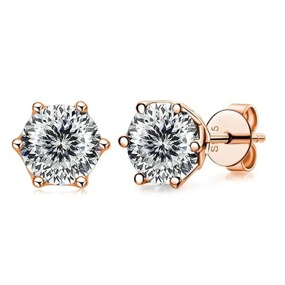 Moissanite Stud Earrings 0.5/1/2 CT Rose Gold Plated Sterling Silver 925