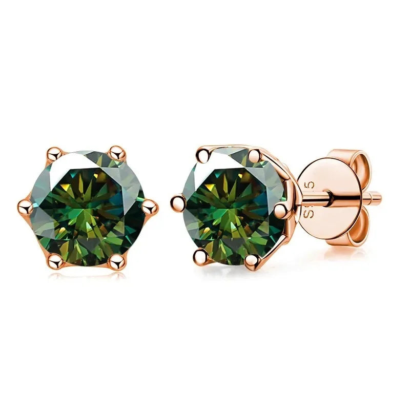 Moissanite Stud Earrings 0.5/1/2 CT Rose Gold Plated Sterling Silver 925
