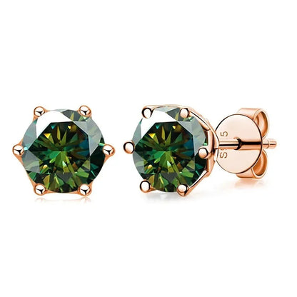 Moissanite Stud Earrings 0.5/1/2 CT Rose Gold Plated Sterling Silver 925