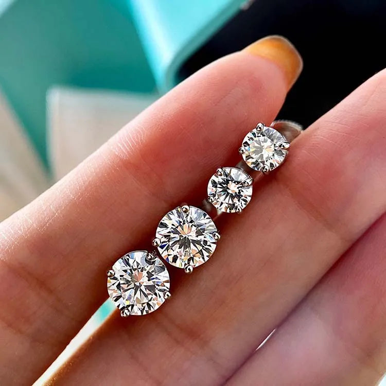 Moissanite Stud Earrings 0.3-2ct Round Certified 925 Sterling Silver Wedding