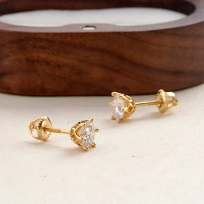 Moissanite Stud Earrings 0.5-2CT S925 Sterling Silver 18K 6-Prong Screw Backs