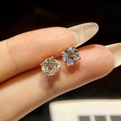 Moissanite Stud Earrings 0.1-3CT S925 Sterling Silver Platinum Plated Bride