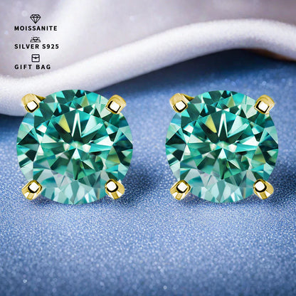 Moissanite Stud Earrings 0.3-3ct Certified S925 Sterling Silver Cyan Colorfast
