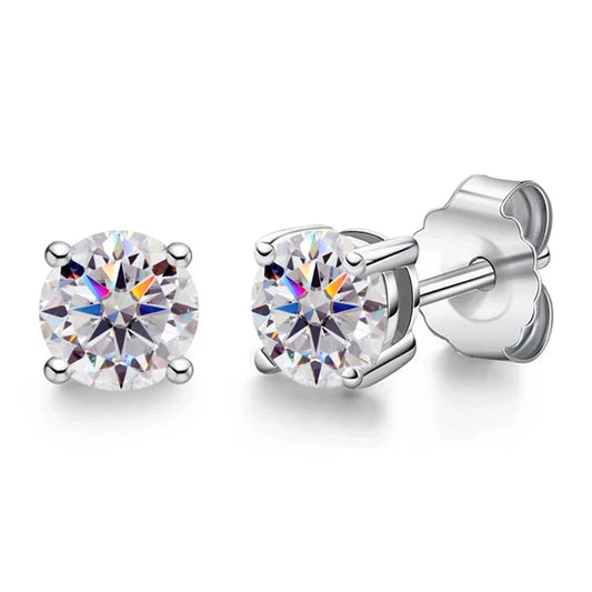 Moissanite Stud Earrings 0.1-3CT S925 Sterling Silver Platinum Plated Bride