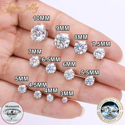 Moissanite Stud Earrings 0.1-3CT S925 Sterling Silver Platinum Plated Bride