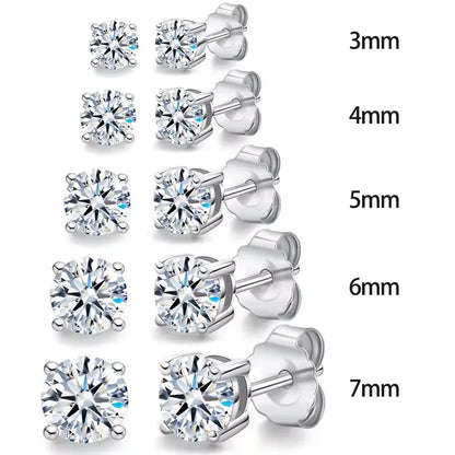 Moissanite Stud Earrings 0.1-3CT S925 Sterling Silver Platinum Plated Bride