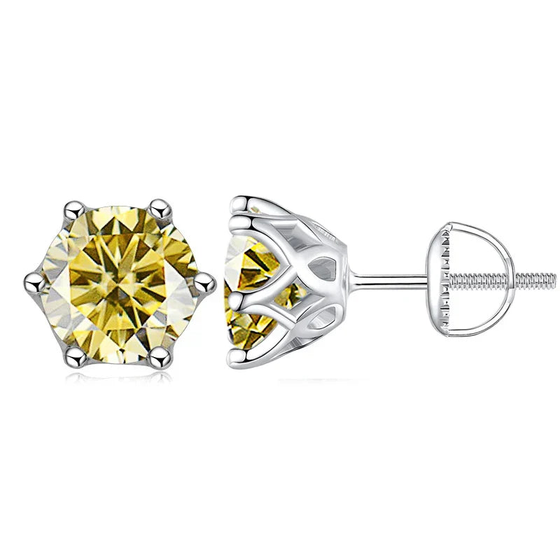 Moissanite Stud Earrings 0.5-2CT Screw Back S925 Sterling Silver 18K Plated