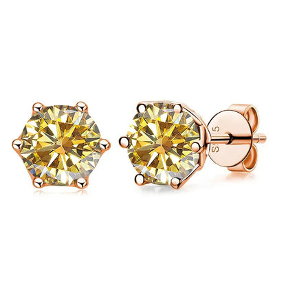 Moissanite Stud Earrings 0.5/1/2 CT Rose Gold Plated Sterling Silver 925