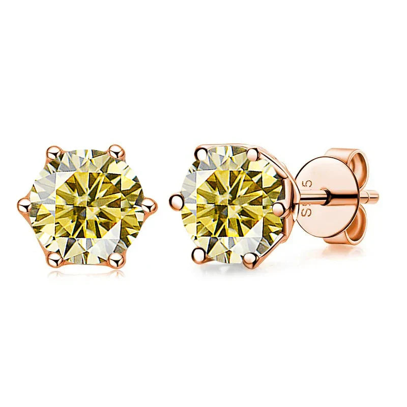 Moissanite Stud Earrings 0.5/1/2 CT Rose Gold Plated Sterling Silver 925