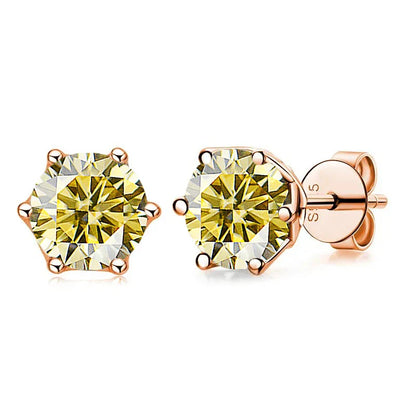 Moissanite Stud Earrings 0.5/1/2 CT Rose Gold Plated Sterling Silver 925