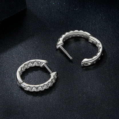 Moissanite Two-Tone Small Hoop Earrings 1cm Round Sparkling Engagement