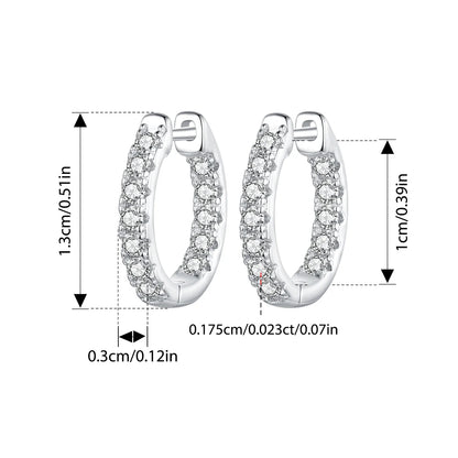 Moissanite Two-Tone Small Hoop Earrings 1cm Round Sparkling Engagement