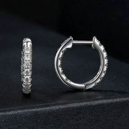 Moissanite Two-Tone Small Hoop Earrings 1cm Round Sparkling Engagement