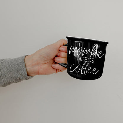 Mombie Mug 14.5Oz Black Ceramic Coffee Cup Funny Mom Survival Gift Motherhood Zombie Humor