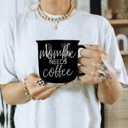 Mombie Mug 14.5Oz Black Ceramic Coffee Cup Funny Mom Survival Gift Motherhood Zombie Humor