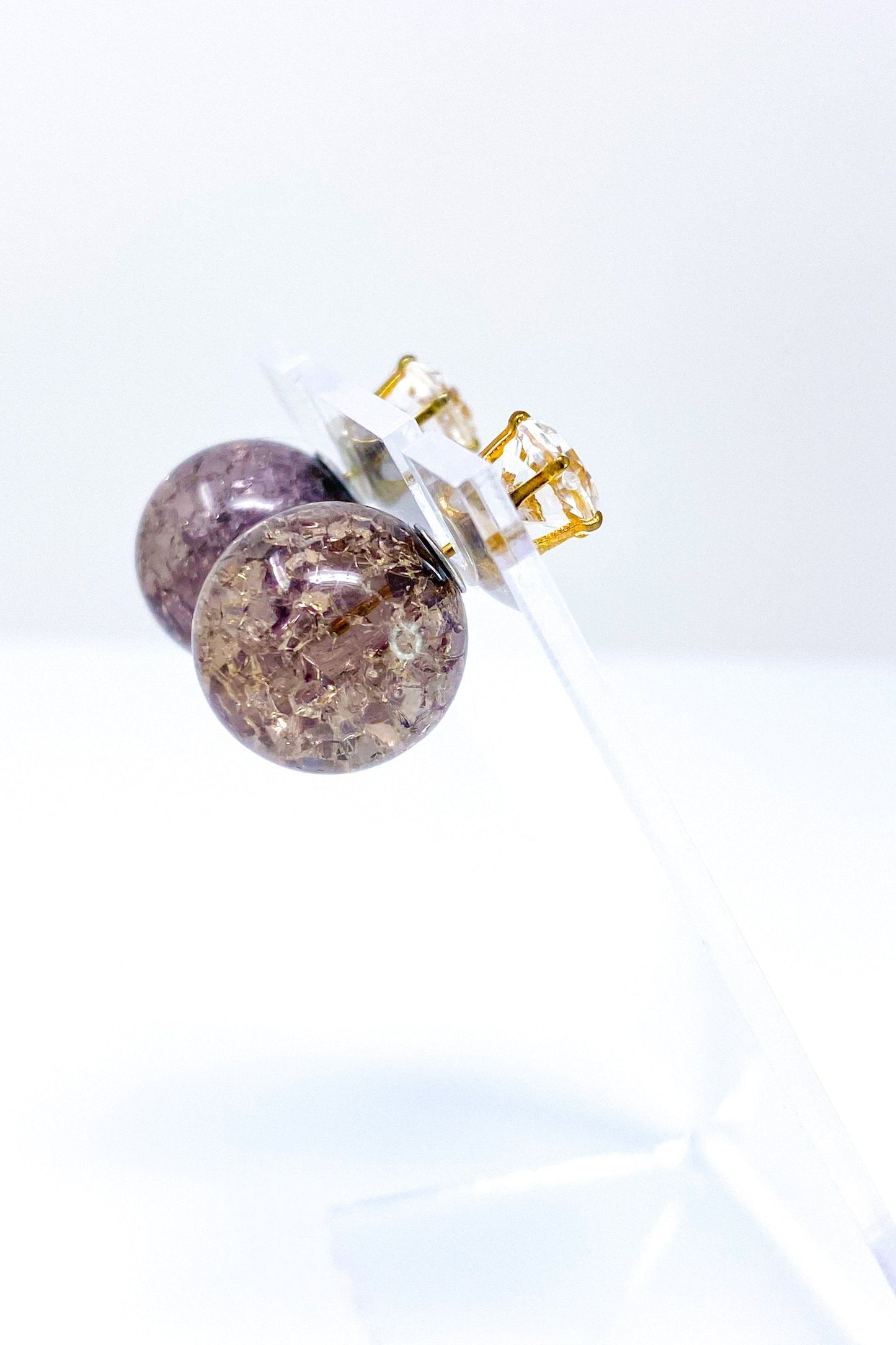 Multicolored Crystal Stud Earrings Sparkle Pink Blue