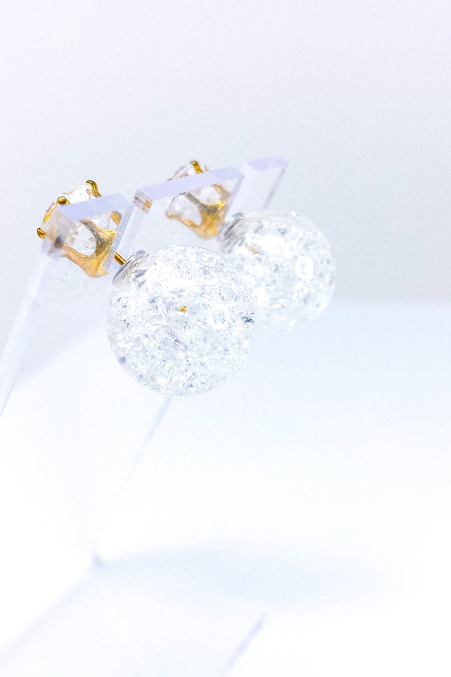 Multicolored Crystal Stud Earrings Sparkle Pink Blue