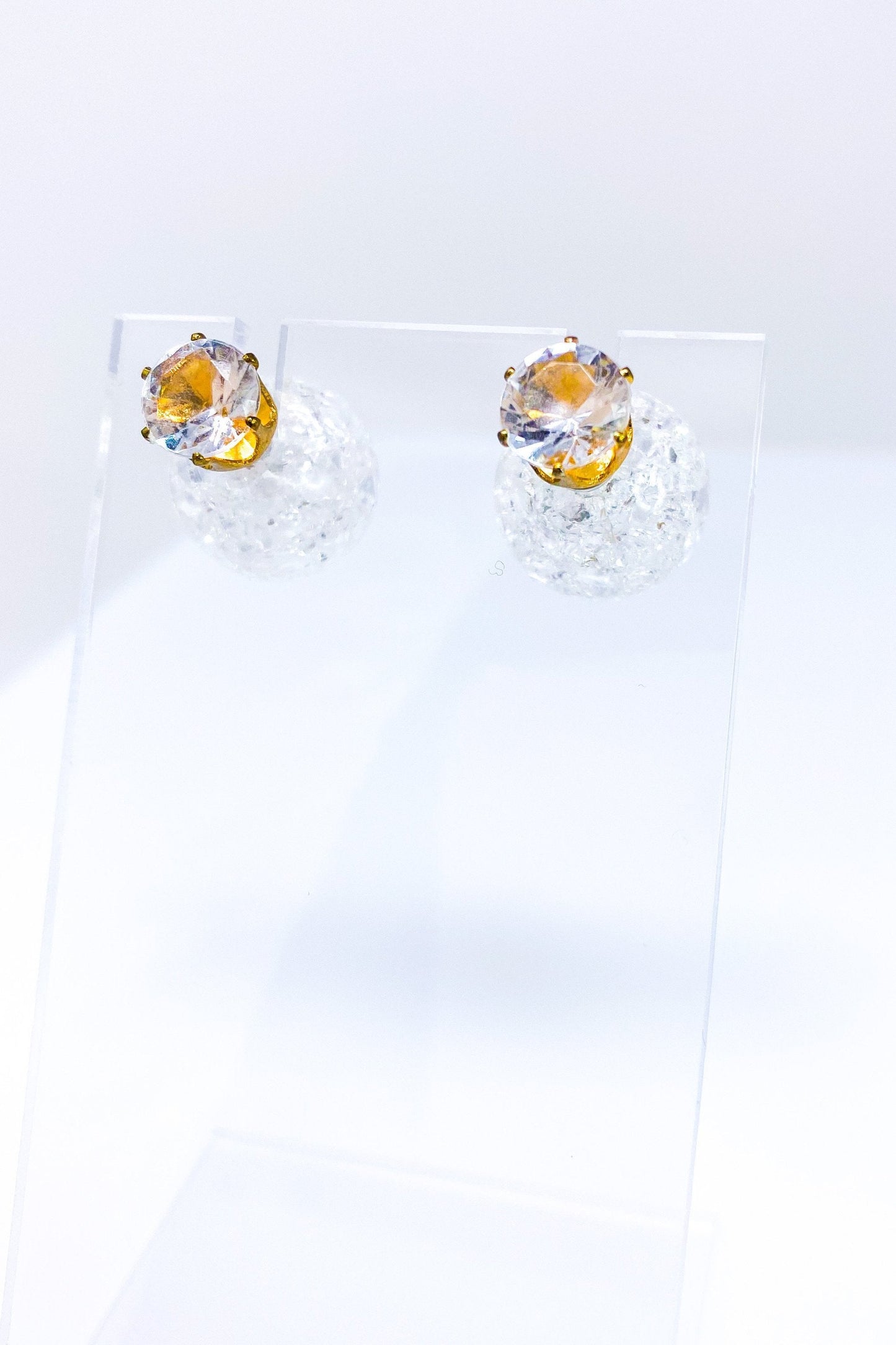 Multicolored Crystal Stud Earrings Sparkle Pink Blue