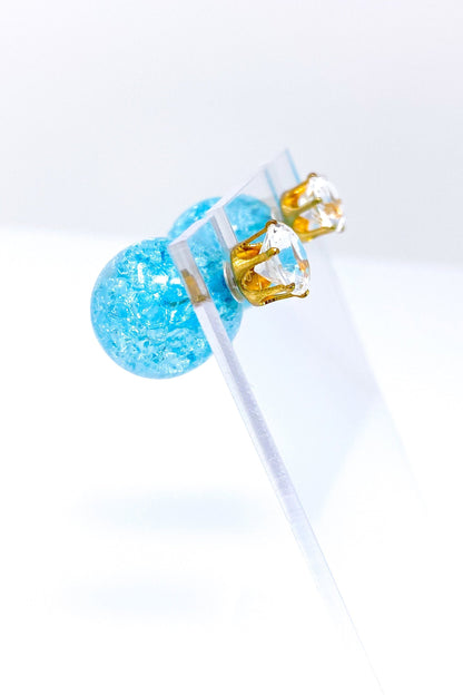 Multicolored Crystal Stud Earrings Sparkle Pink Blue