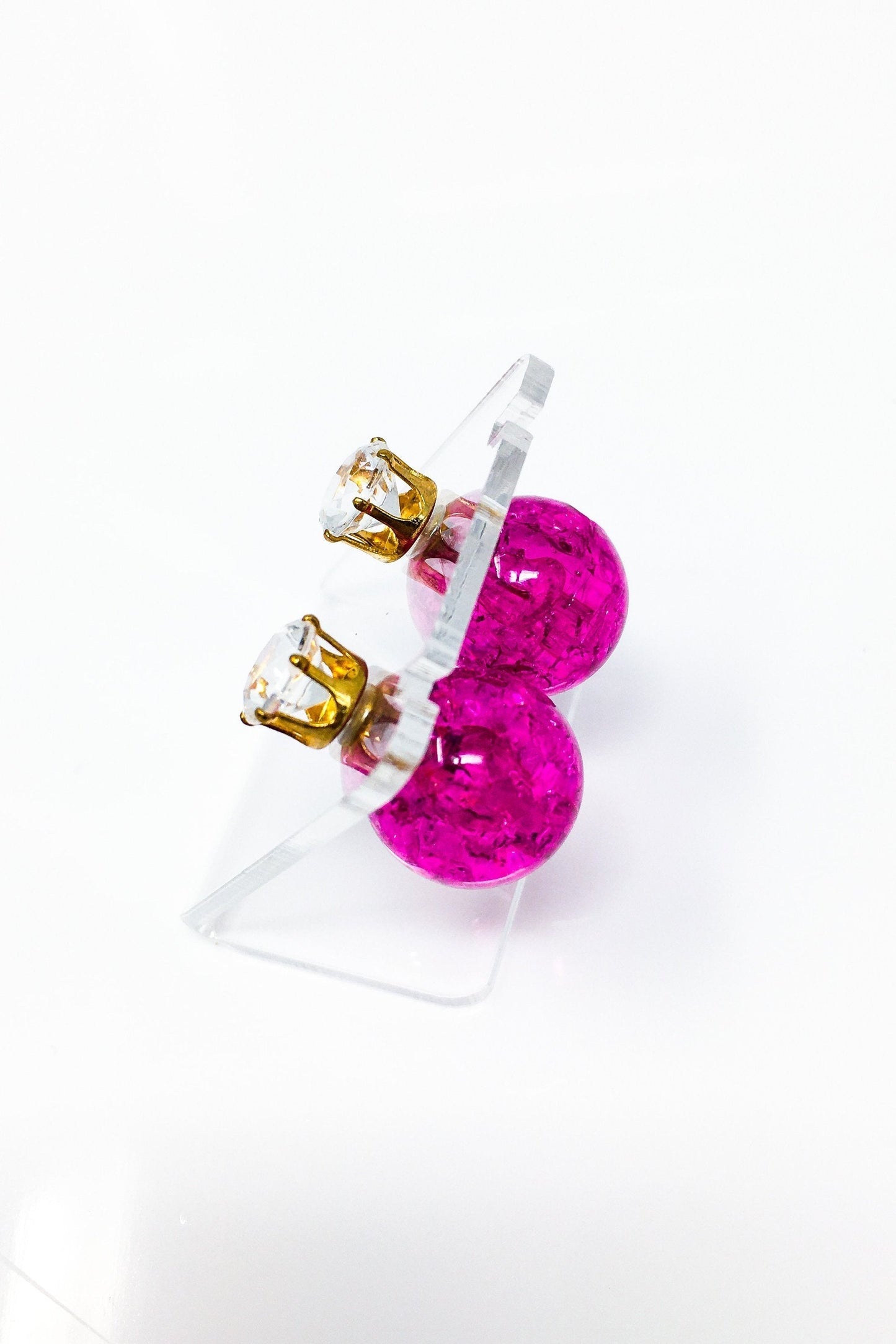 Multicolored Crystal Stud Earrings Sparkle Pink Blue